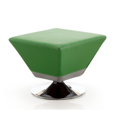 Manhattan Comfort Diamond Swivel Ottoman in Green and Polished Chrome OT002-GR